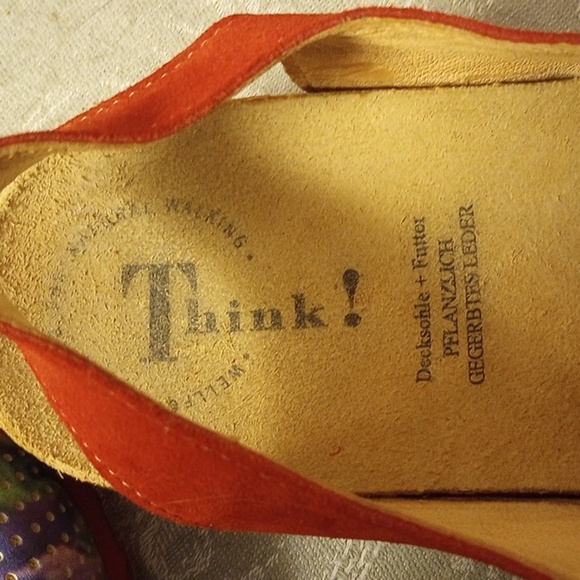 Think! Leather shoes red suede flowers red sole size EU 39 US 8.5/9 - Picture 6 of 6